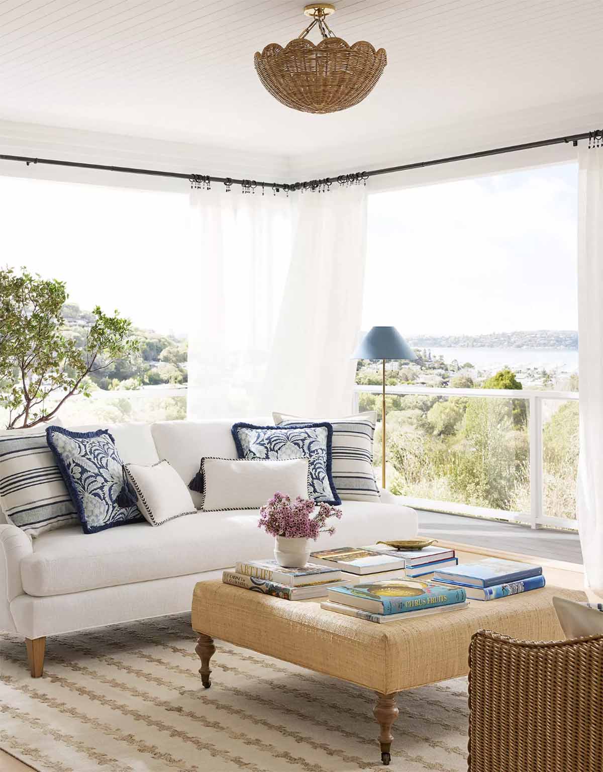 Serena and Lily Scallop Rattan Semi Flush Mount best coastal lighting