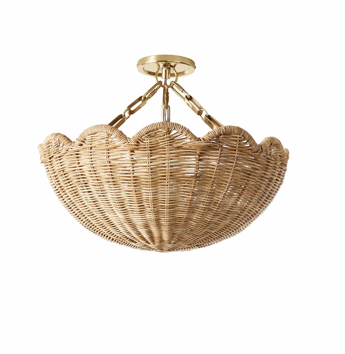 Serena and Lily Scallop Rattan Semi Flush Mount best coastal lighting