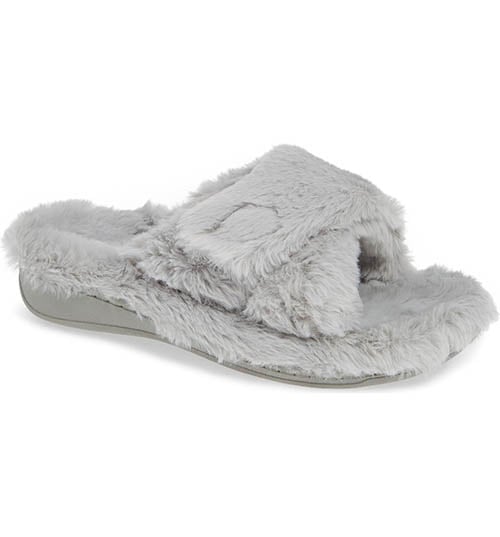 VIONIC Relax Plush Slipper Light Grey open toe slippers women summer