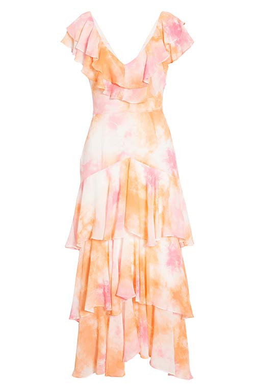 Wayf Chelsea Tiered Ruffle Maxi Dress Passion Tie Dye tiered dresses summer date night dinner ruffled neckline hem