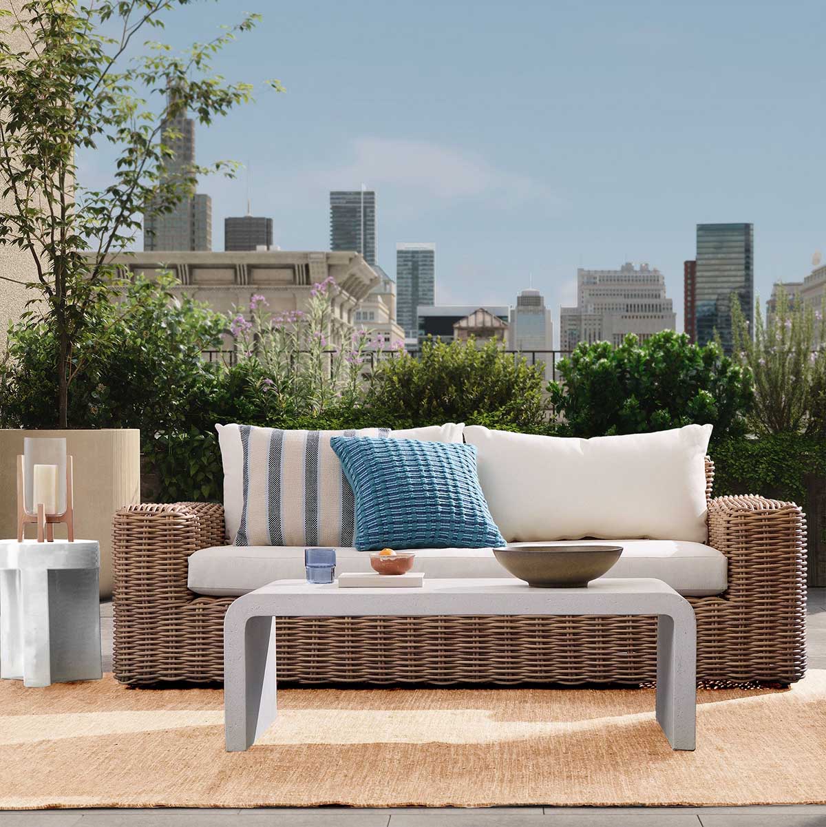 West Elm Westport Wicker Outdoor Sofa (84) Natural best outdoor wicker sofas
