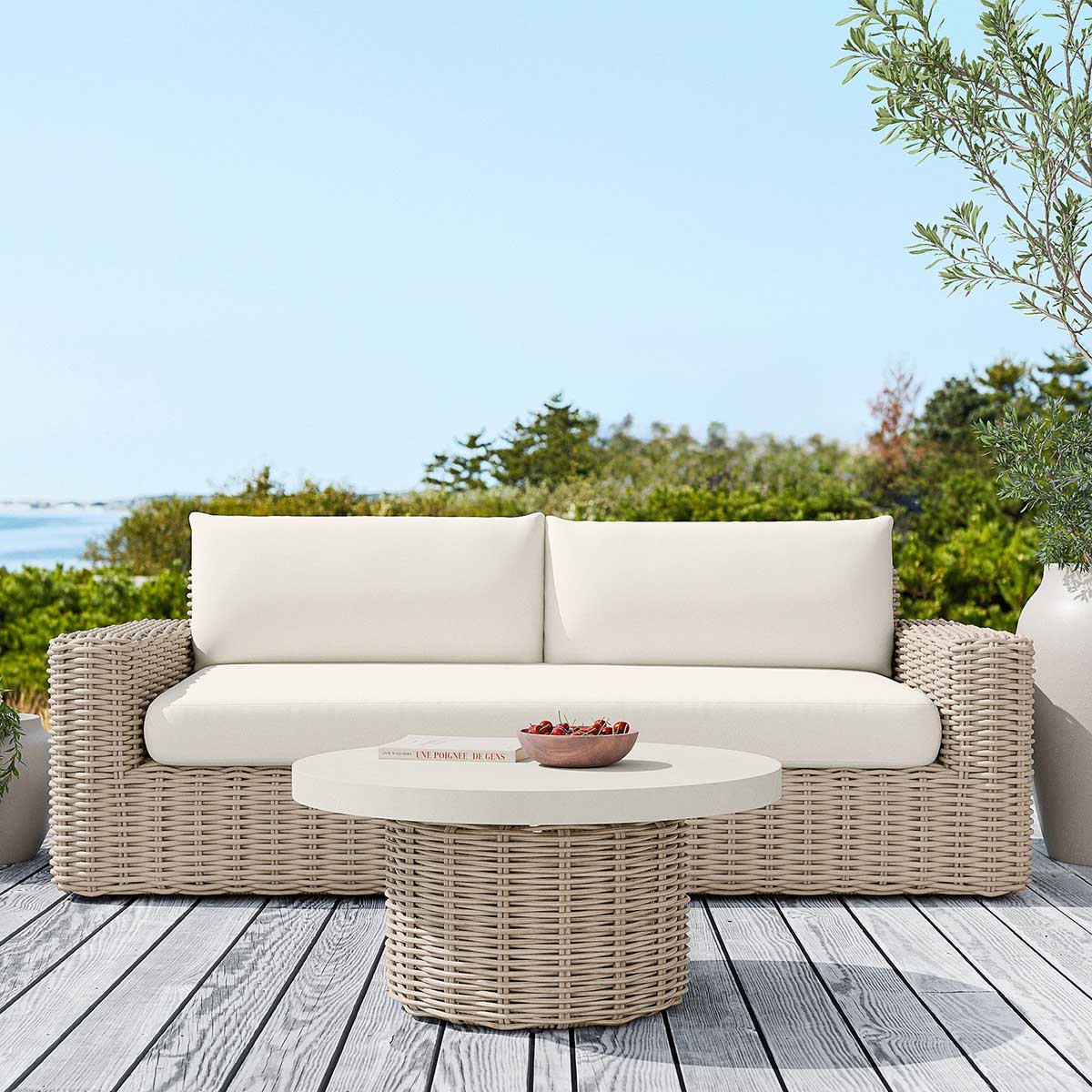 West Elm Westport Wicker Outdoor Sofa (84) Seashore best outdoor wicker sofas
