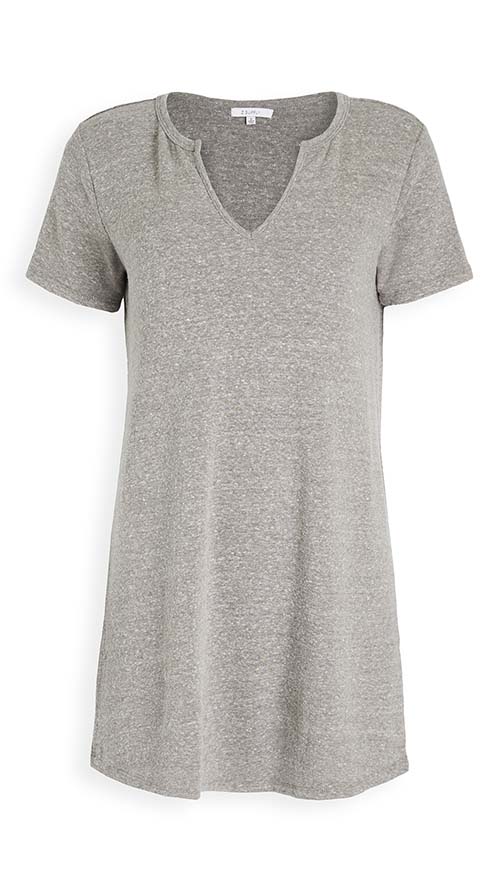 Z Supply Split Neck Dress Heather Grey casual summer dresses backyard barbecue