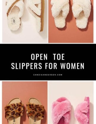 Style expert, journalist and fashion blogger Candie Anderson of candieanderson.com has the scoop on 20 cozy open toe slippers on trend for summer! They're perfect for women of all ages and will look great with your favorite robe or pajama sets.