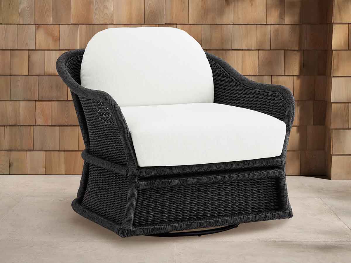 Arhaus Fowler Outdoor Glider Bohemian Black best outdoor wicker chairs