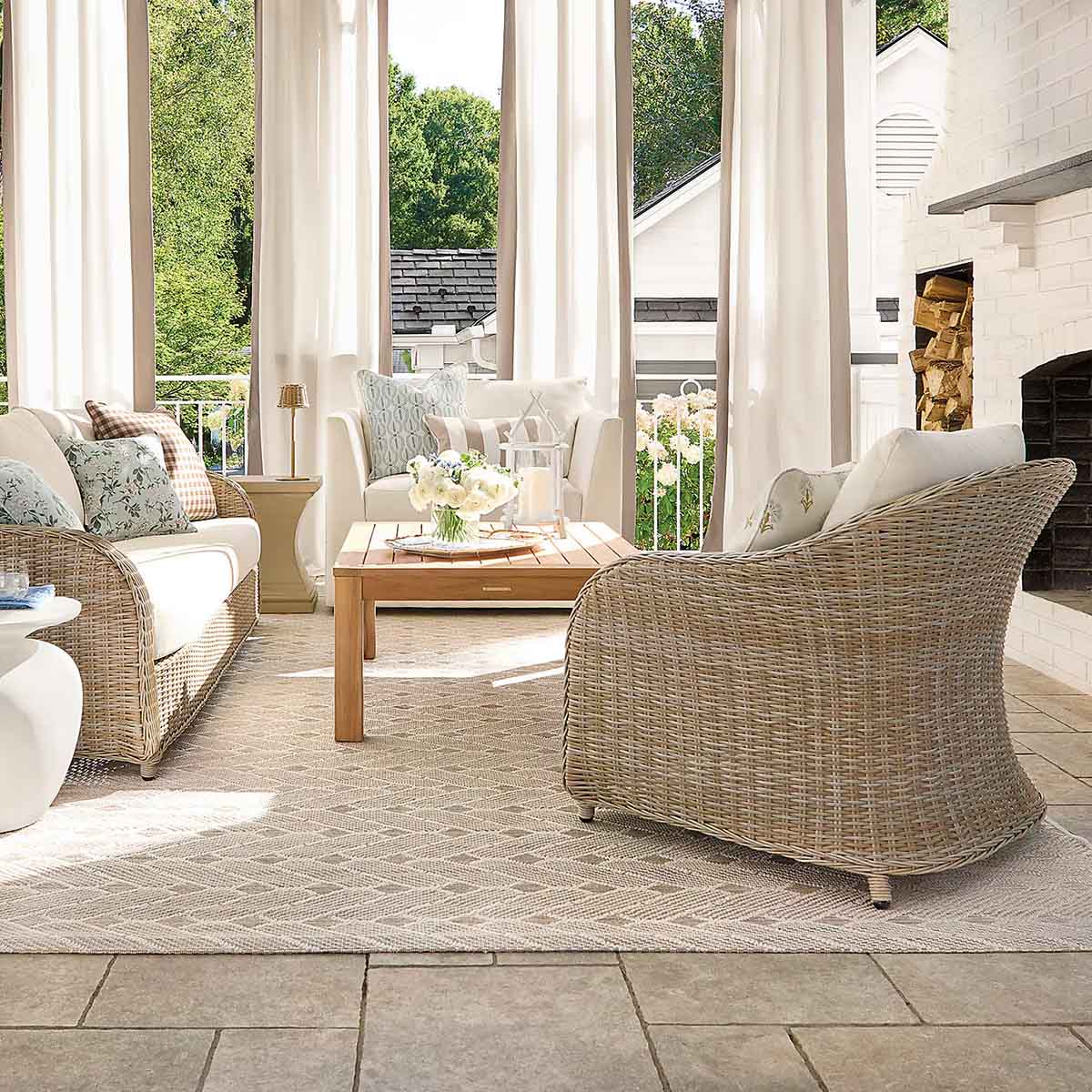 Ballard Designs Suzanne Kasler Bedford Lounge Chair best outdoor wicker accent chairs patio