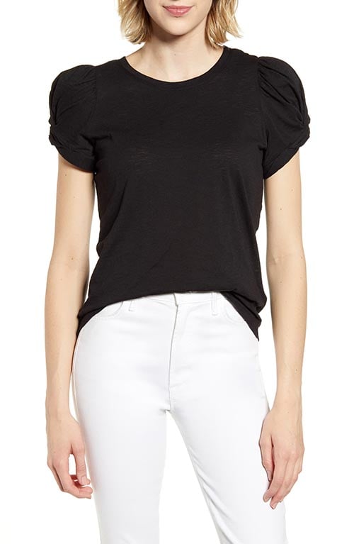 CECE Puff Sleeve Top Rich Black summer tops casual