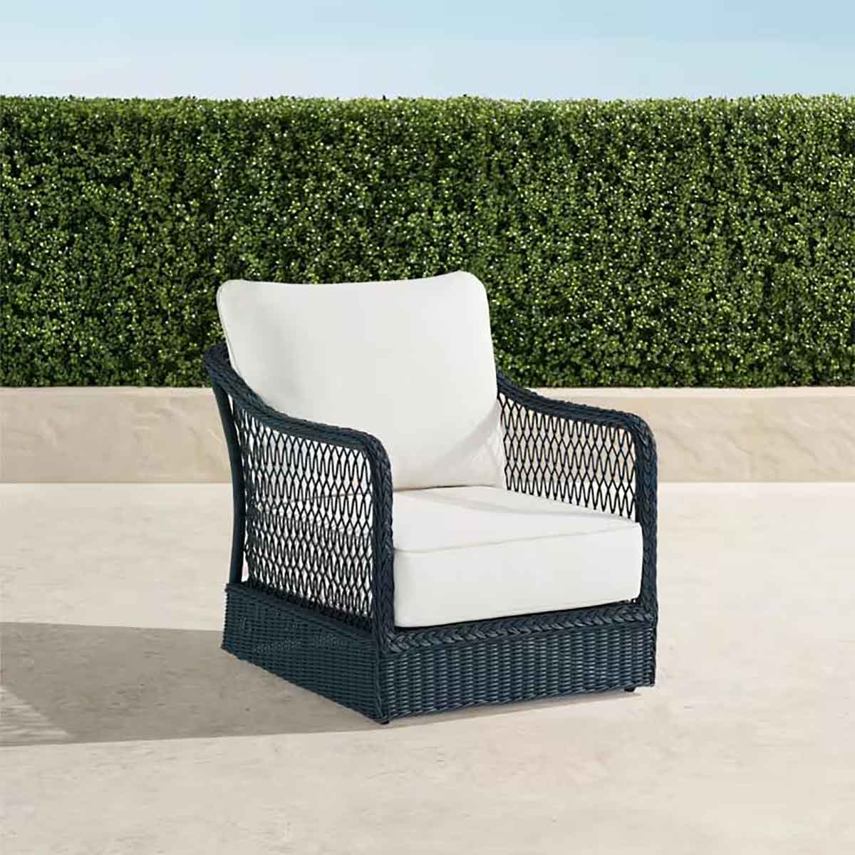 Frontgate Savannah Lounge Chair with Cushions in Peacock Wicker outdoor wicker accent chairs best