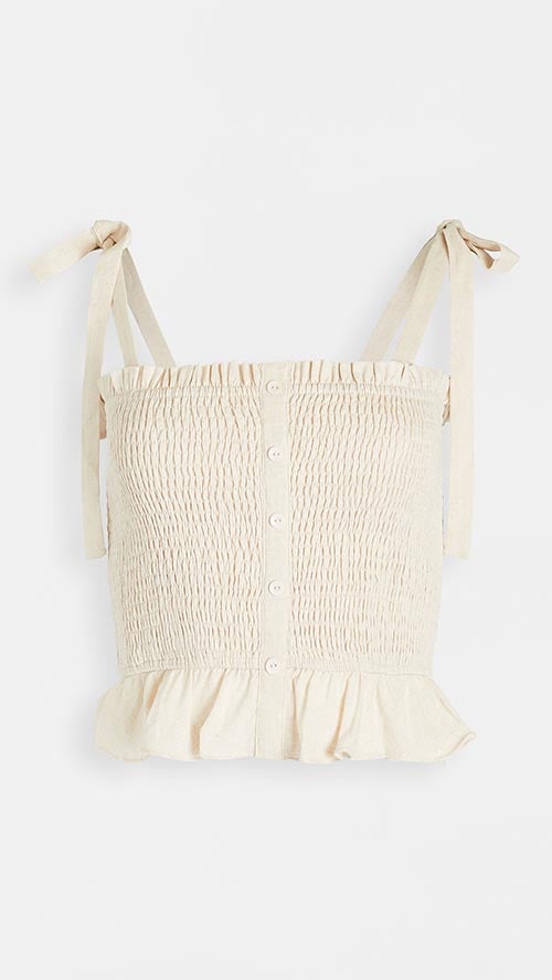 Lost + Wander Beach Excursion Top Oat button front summer casual tops