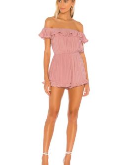 Lovers + Friends Quincy Romper Primrose Pink off the shoulder rompers ruffled summer 2020