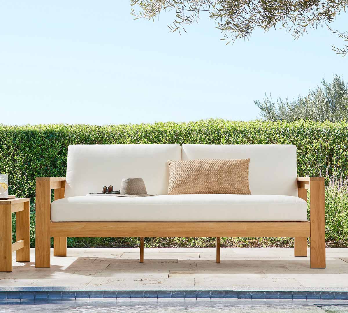 Pottery Barn Malibu Teak Outdoor Sofa (77") best outdoor teak sofas