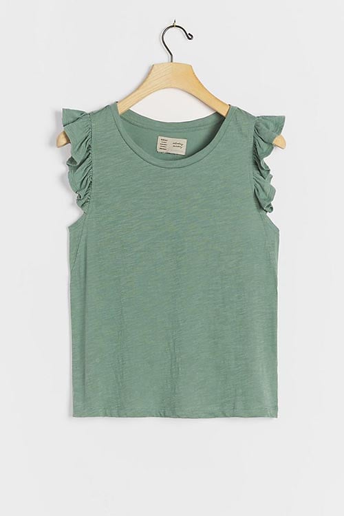 Saturday/Sunday Christa Ruffled Tee Artic Teal summer casual tops fall