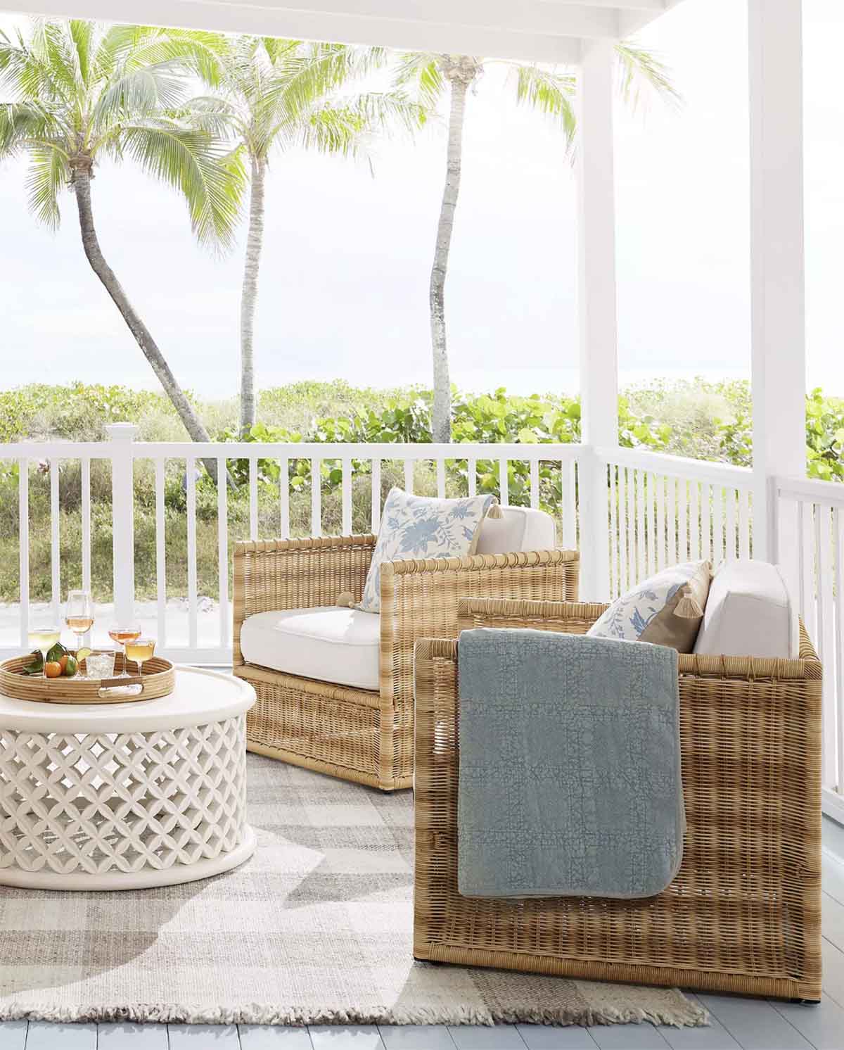 Serena and LIly Pacifica Swivel Chair - Light Dune best outdoor wicker accent chairs