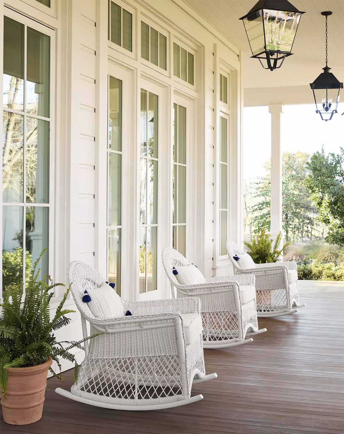 Serena and Lily Kiawah Rocking Chair White best outdoor wicker accent chairs