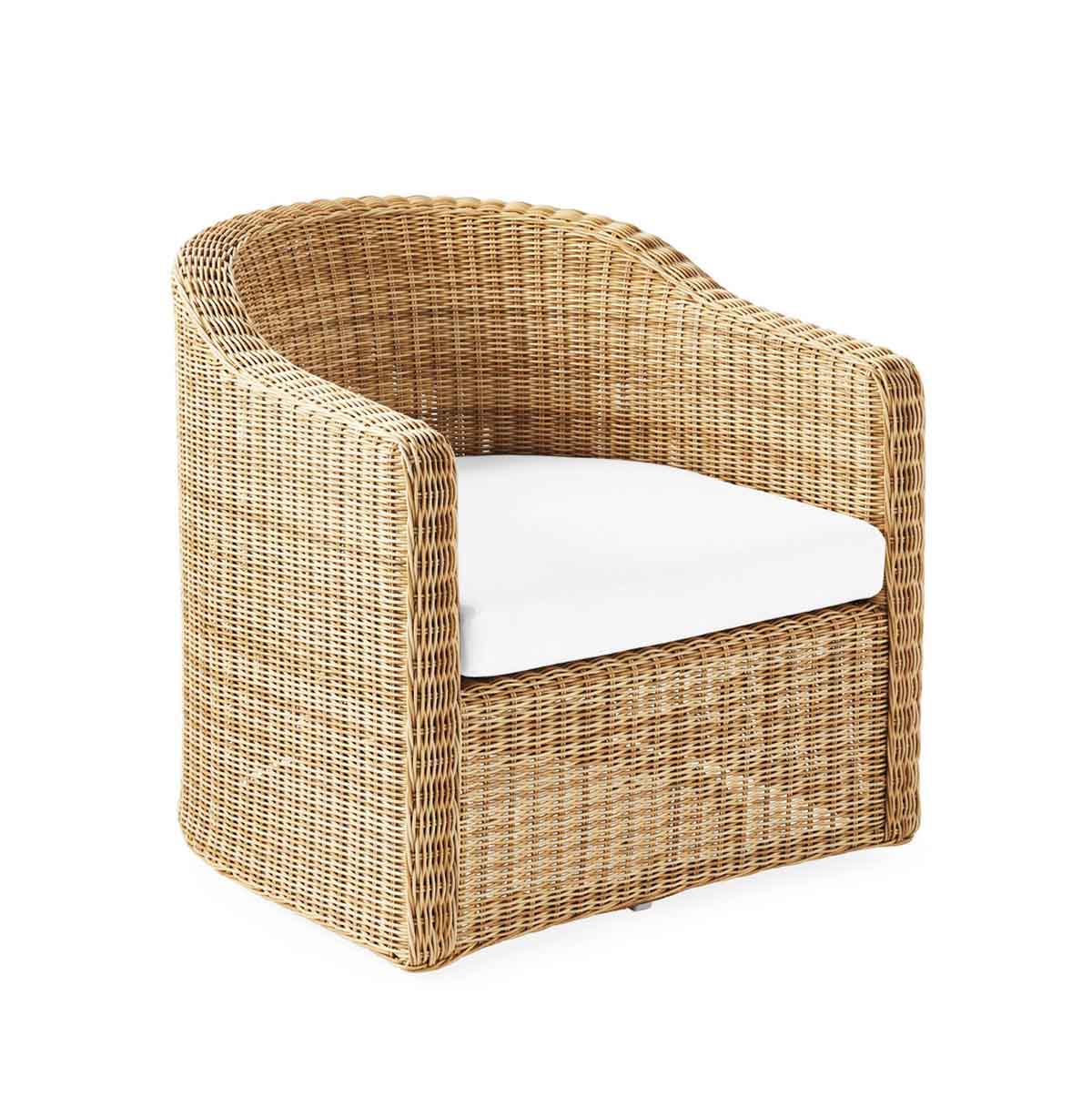 Serena and Lily Tofino Swivel Chair - Light Dune best outdoor wicker accent chairs 