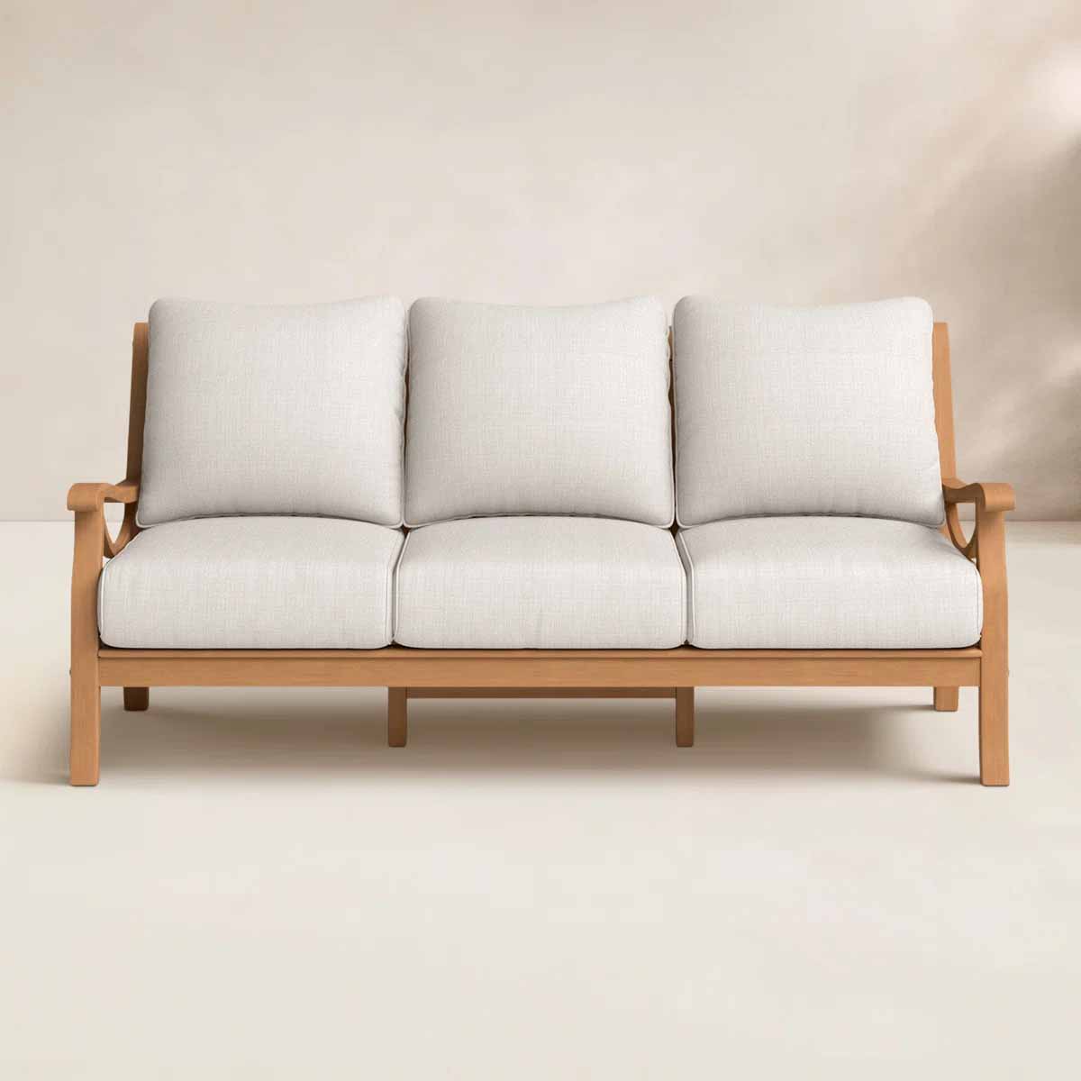 Wayfair Birch Lane Brunswick Teak Patio Sofa best outdoor teak sofas