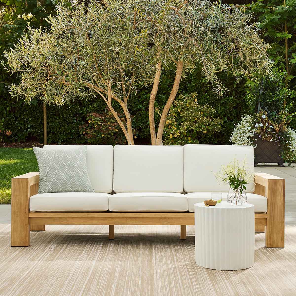 Williams Sonoma Larnaca Outdoor Teak Sofa (96-107) best outdoor teak sofas