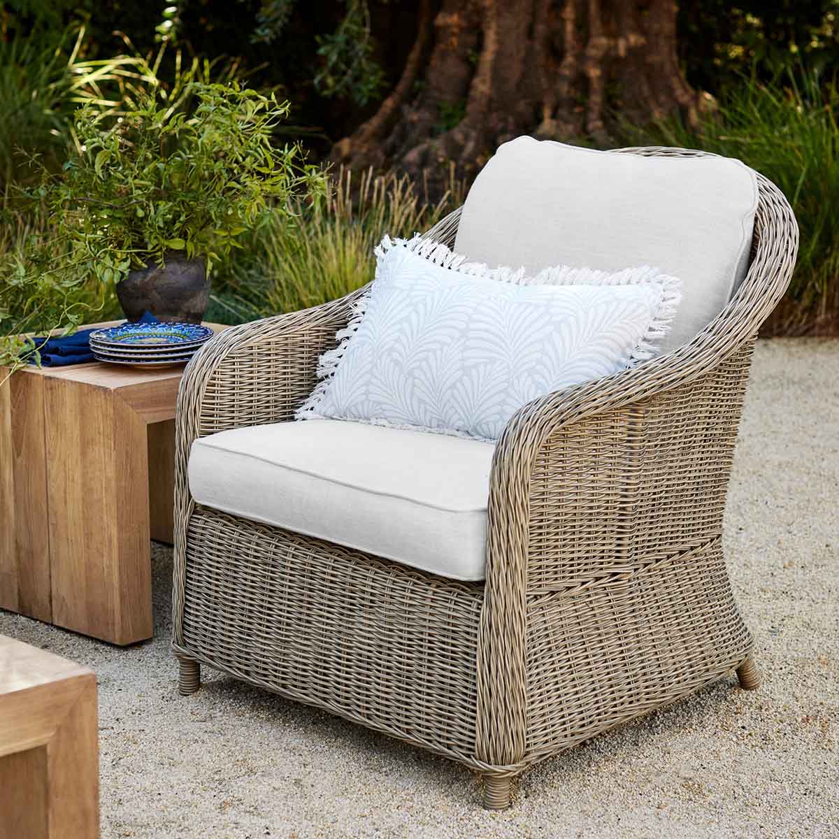 Williams Sonoma Manchester Outdoor Club Chair best outdoor wicker accent chairs classic