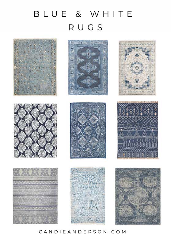 Lifestyle expert, journalist and interior design blogger Candie Anderson of candieanderson.com has the scoop on 22 of the best blue and white rugs in a variety of styles, prints, patterns and trends for every home.