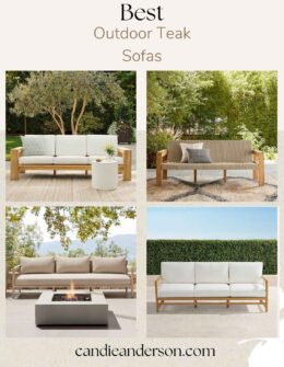 Lifestyle expert, journalist and interior design blogger Candie Anderson of candieanderson.com shares the best outdoor teak sofas for 2026 and beyond.