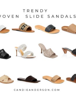 Style expert, fashion journalist and trend blogger Candie Anderson of candieanderson.com has the scoop on 20 trendy woven slide sandals in a variety of styles, colors and price ranges. They're perfect for social distancing, running errands, wedding guests, date night, a vacation at the lake and more. You can pair them with distressed denim shorts, joggers, dresses, skirts this summer and fall 2020.