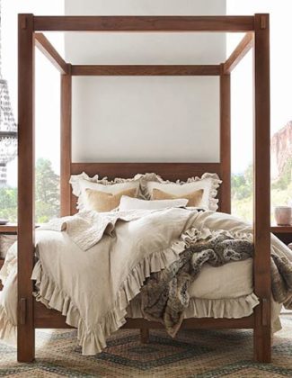 Pottery Barn Menlo Reclaimed Teak Canopy Bed beds trend sustainably sourced
