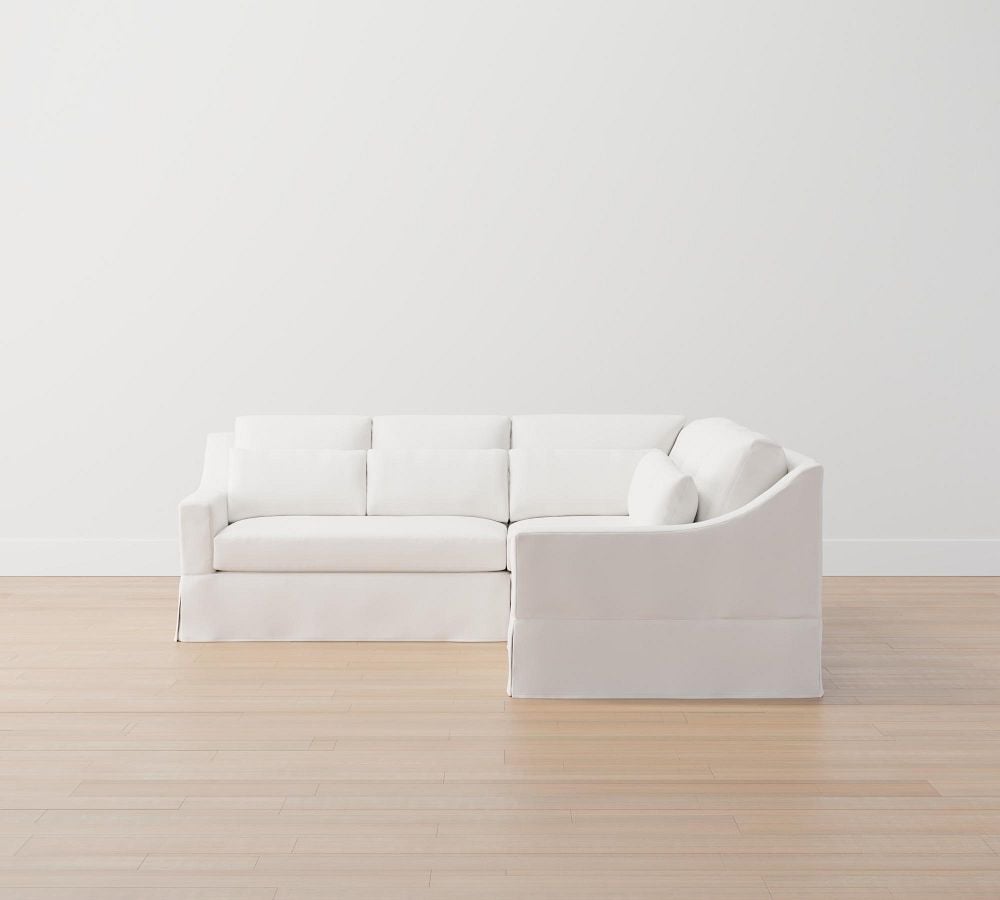 Pottery Barn York Slope Arm Deep Seat Slipcovered 3-Piece L- Sectional best neutral slipcovered sectionals