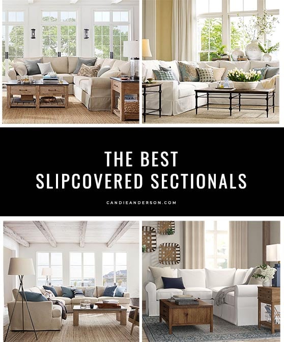 Lifestyle expert, journalist and interior design blogger Candie Anderson of candieanderson.com has the scoop on 19 of the best neutral slipcovered sectionals in a variety of styles - from classic roll arm to trendy slope arm, modern square arm and more! They'll look great in every living room, family room and home regardless of style. The best part is they're currently on sale!
