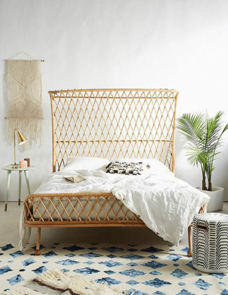 Anthropologie Curved Rattan Beds bed queen king size