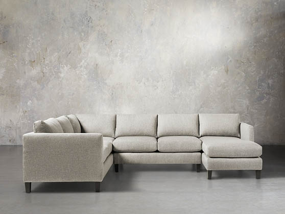 Arhaus taylor three piece sectional howell mist modern upholstered sectionals sale labor day