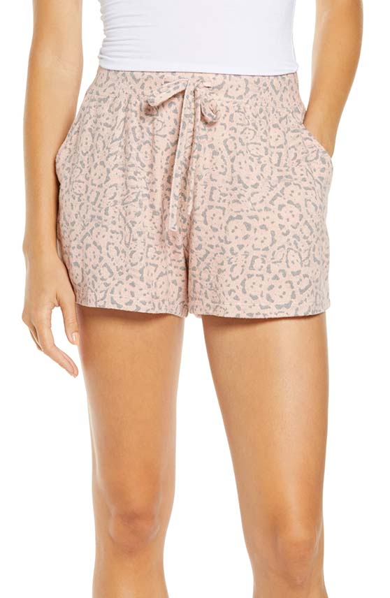 BP Cozy Shorts Pink Smoke Etched Animal leopard print loungewear