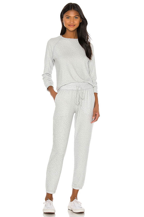 Beyond Yoga Easy Sweatpant Gray Leopard Print loungewear women