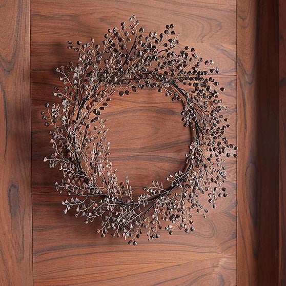 Crate and Barrel Pine Chip Brown Wreath neutral fall decor