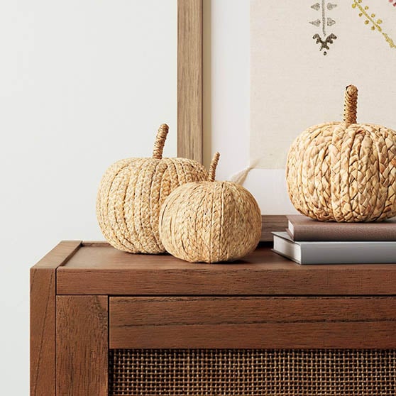 Decorative Raffia Pumpkin Figurine Brown - Threshold target fall neutral decor