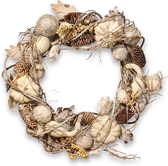 National Tree 20" Pumpkin and Pinecone Wreath neutral fall decor