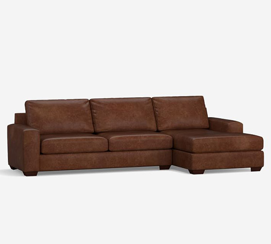 Pottery Barn Big Sur Square Arm Leather Sofa Chaise Sectional modern leather sectionals