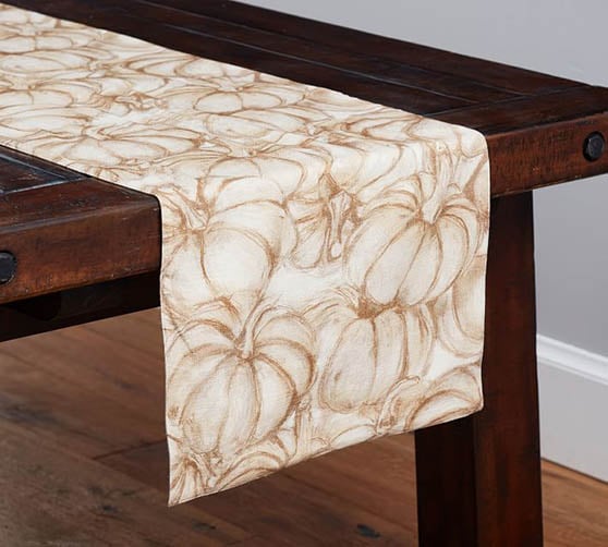 Pottery Barn Hampshire Pumpkin Cotton Table Runner Brown Neutral fall decor
