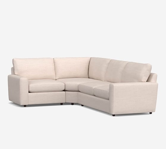 Pottery Barn Pearce Modern Square Arm Upholstered 3-Piece Sectional with Wedge modern upholstered sectionals living room furniture family