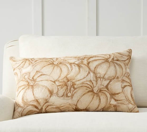 Pottery Barn Pumpkin Sketch Lumbar Pillow Cover fall neutral decor