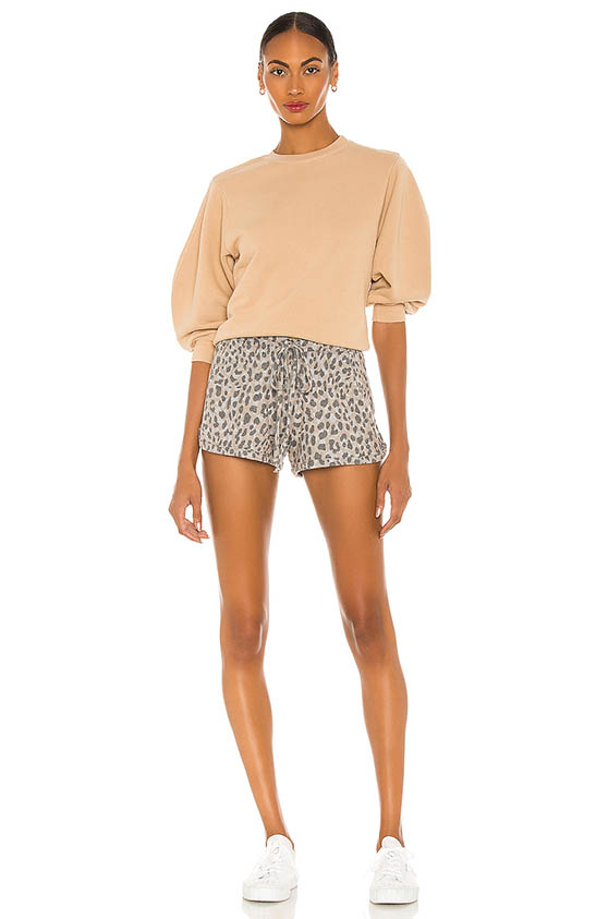 Sundry Leopard Dolphin Shorts Heather Grey leopard print loungewear 