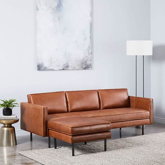 West Elm Axel Leather Reversible Sectional modern leather sectionals 