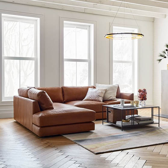 West Elm Modular - Haven Leather Sectional modern leather sectionals 