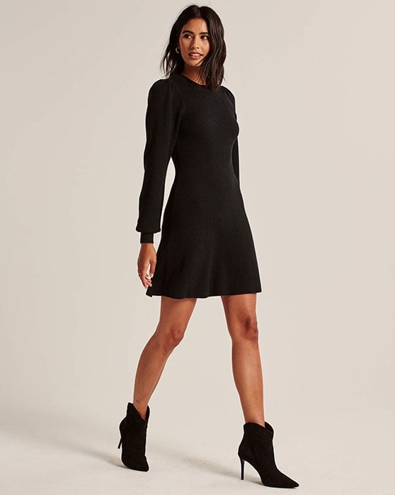 Abercrombie Fit & Flare Sweater Mini Dress Black casual sweater dresses