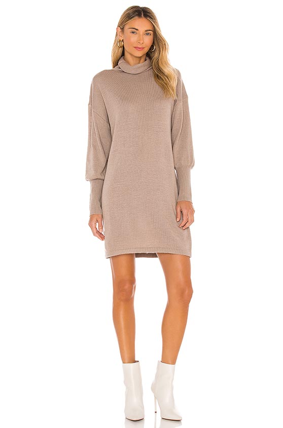 Lovers + Friends Noah Mini Dress Taupe sweater dresses sweatshirt