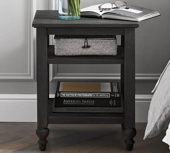 Pottery Barn Astoria 18" Nightstand Rosedale Black rustic nightstands