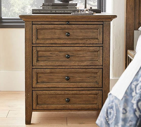 Pottery Barn Hudson 26" Nightstand seadrift hewn oak mahogany rustic nightstands