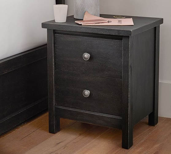 Pottery Barn Tacoma 17.5" Nightstand Weathered Black rustic nightstands
