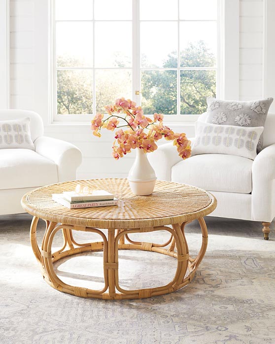 Serena and Lily Anguilla Rattan Coffee Table Natural Finish coffee tables sale