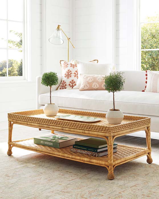 Serena and Lily South Seas Coffee Table serena and lily coffee tables sale rattan coastal beach handwoven