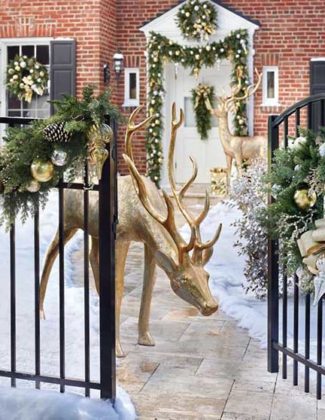 Frontgate Gold Rush Outdoor Cordless 30 Wreath christmas wreaths glamorous front porch